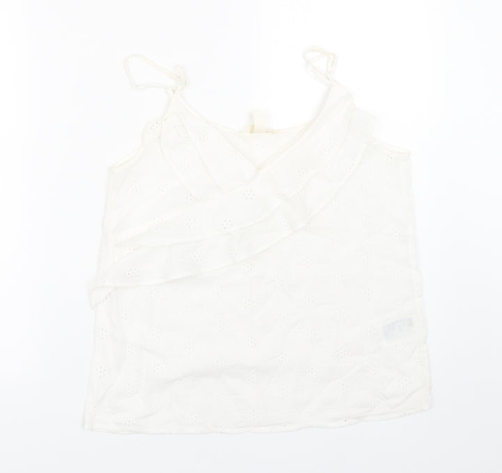 H&M Womens White Floral  Basic Tank Size 8