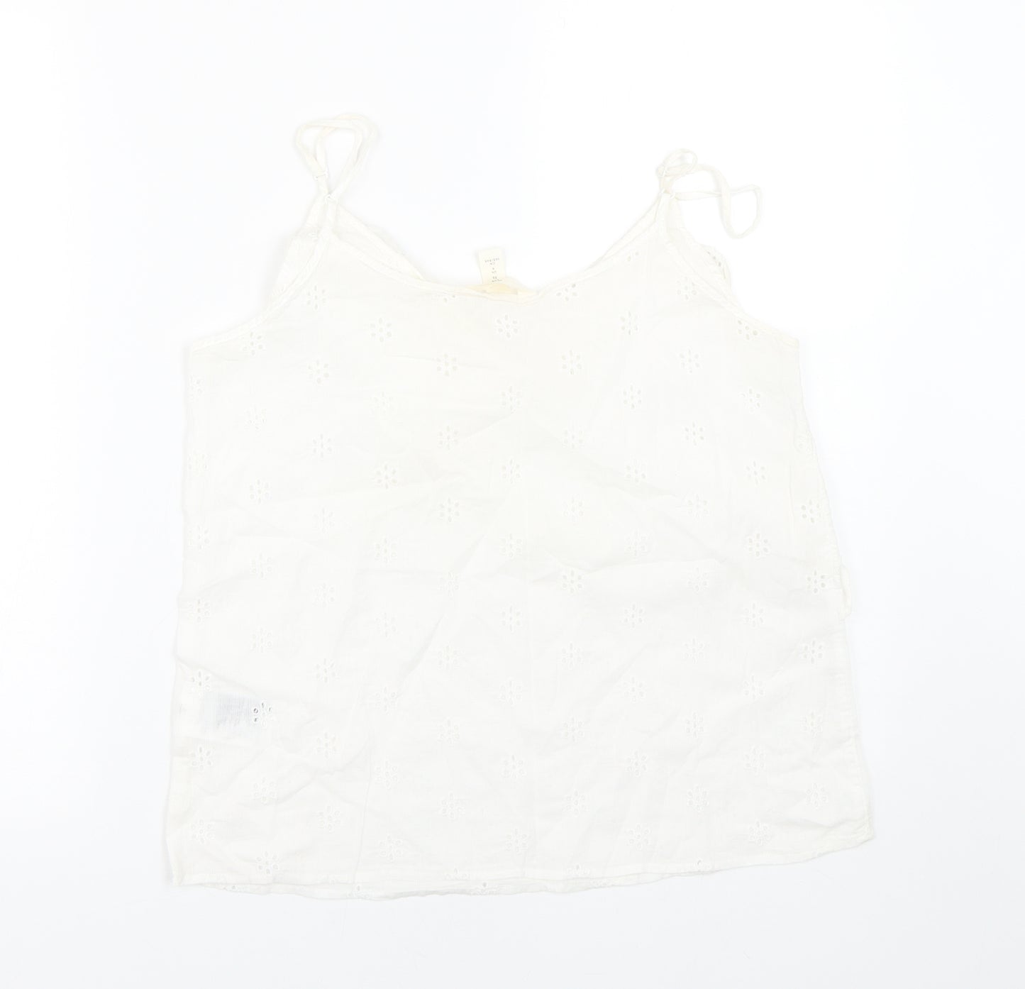 H&M Womens White Floral  Basic Tank Size 8