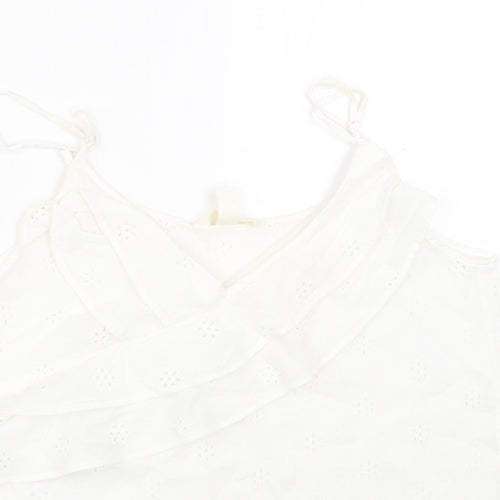 H&M Womens White Floral  Basic Tank Size 8