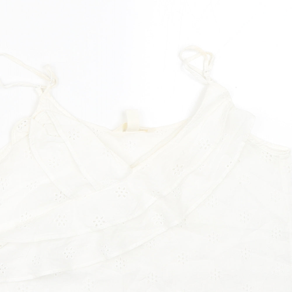 H&M Womens White Floral  Basic Tank Size 8