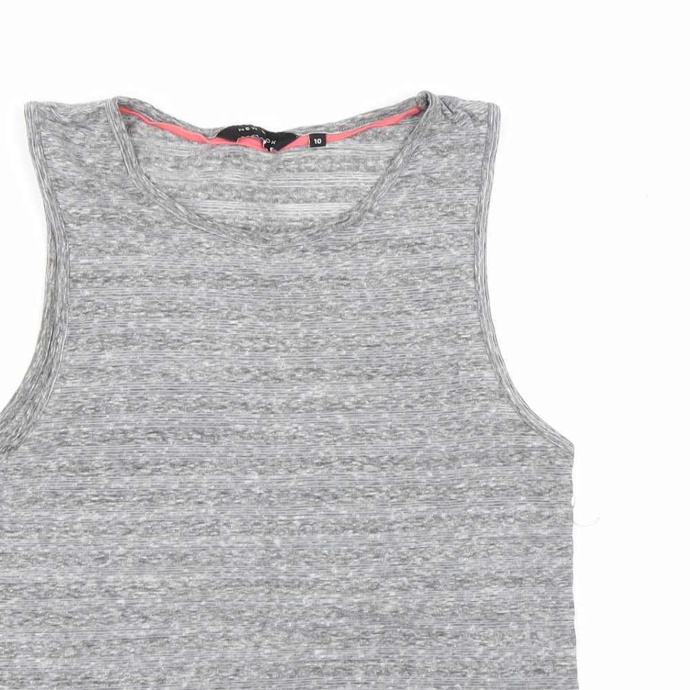 New Look Womens Grey Striped  Basic Tank Size 10
