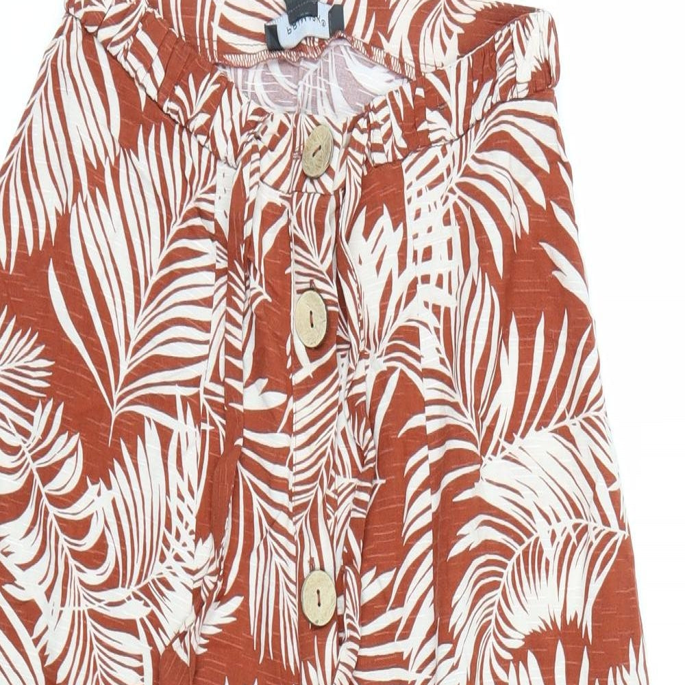 Primark Womens Orange Floral  Flare Skirt Size 8