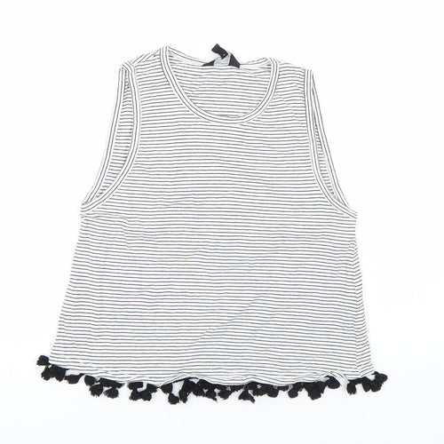 New Look Womens White Striped  Basic Tank Size 6