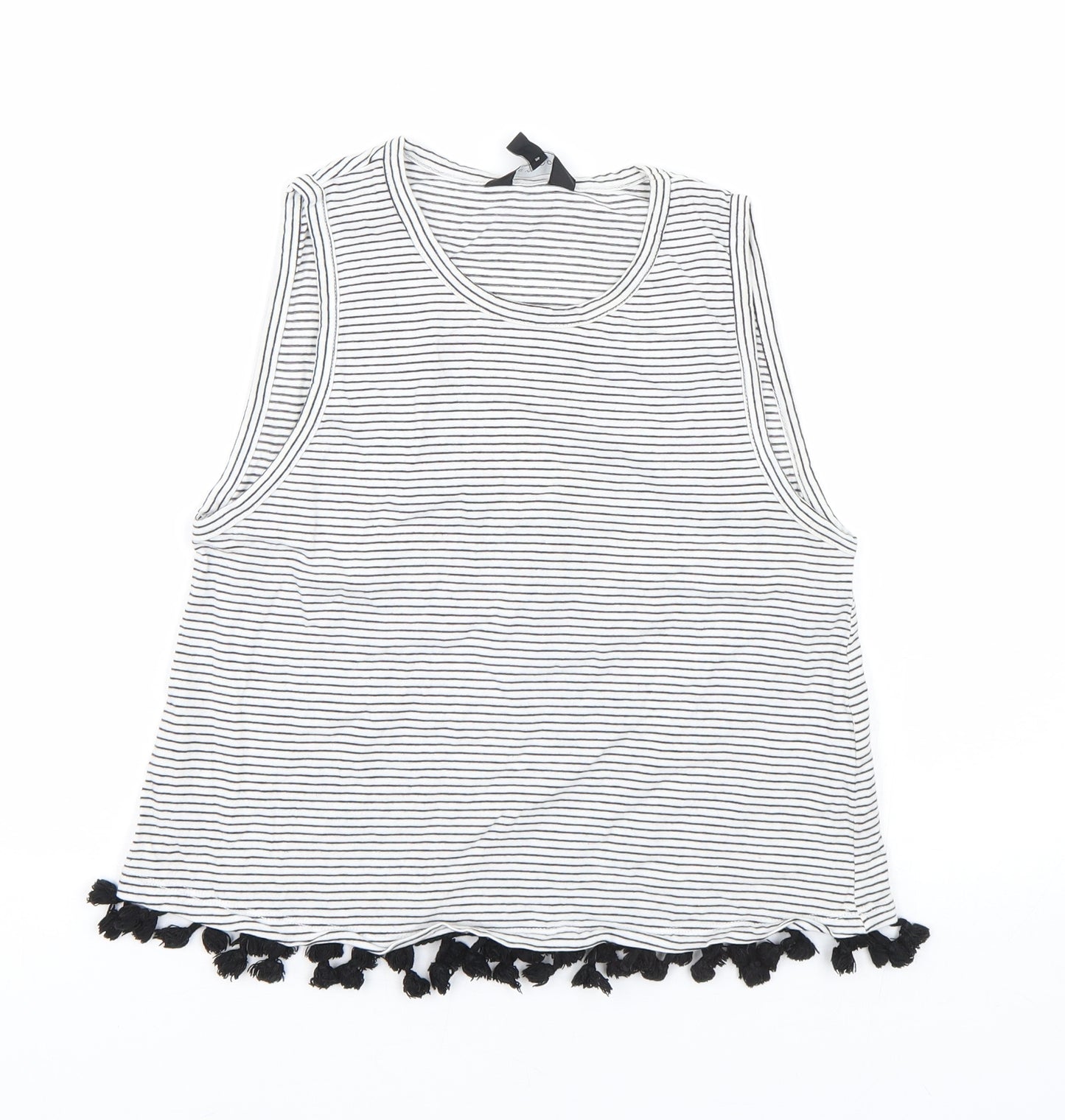 New Look Womens White Striped  Basic Tank Size 6