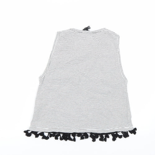 New Look Womens White Striped  Basic Tank Size 6