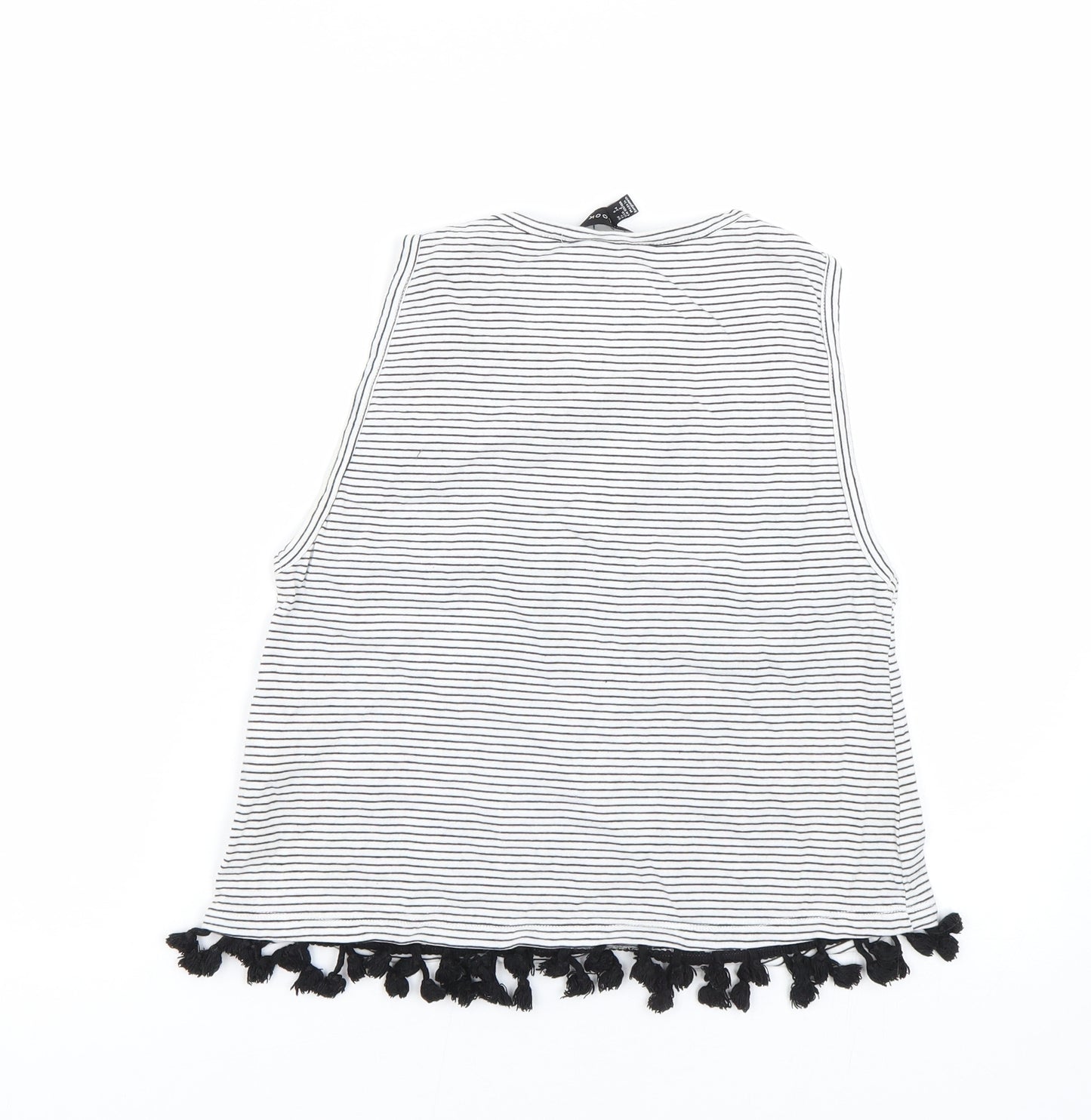 New Look Womens White Striped  Basic Tank Size 6