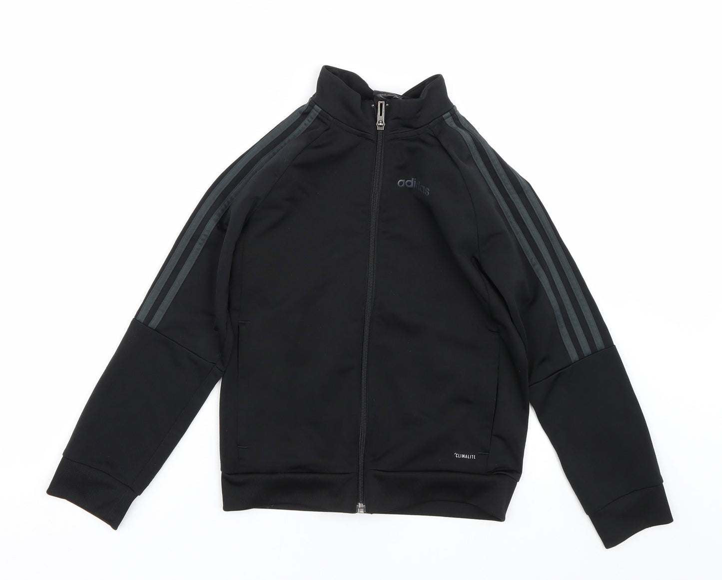 adidas Boys Black Striped  Full Zip Sweatshirt Size 7-8 Years