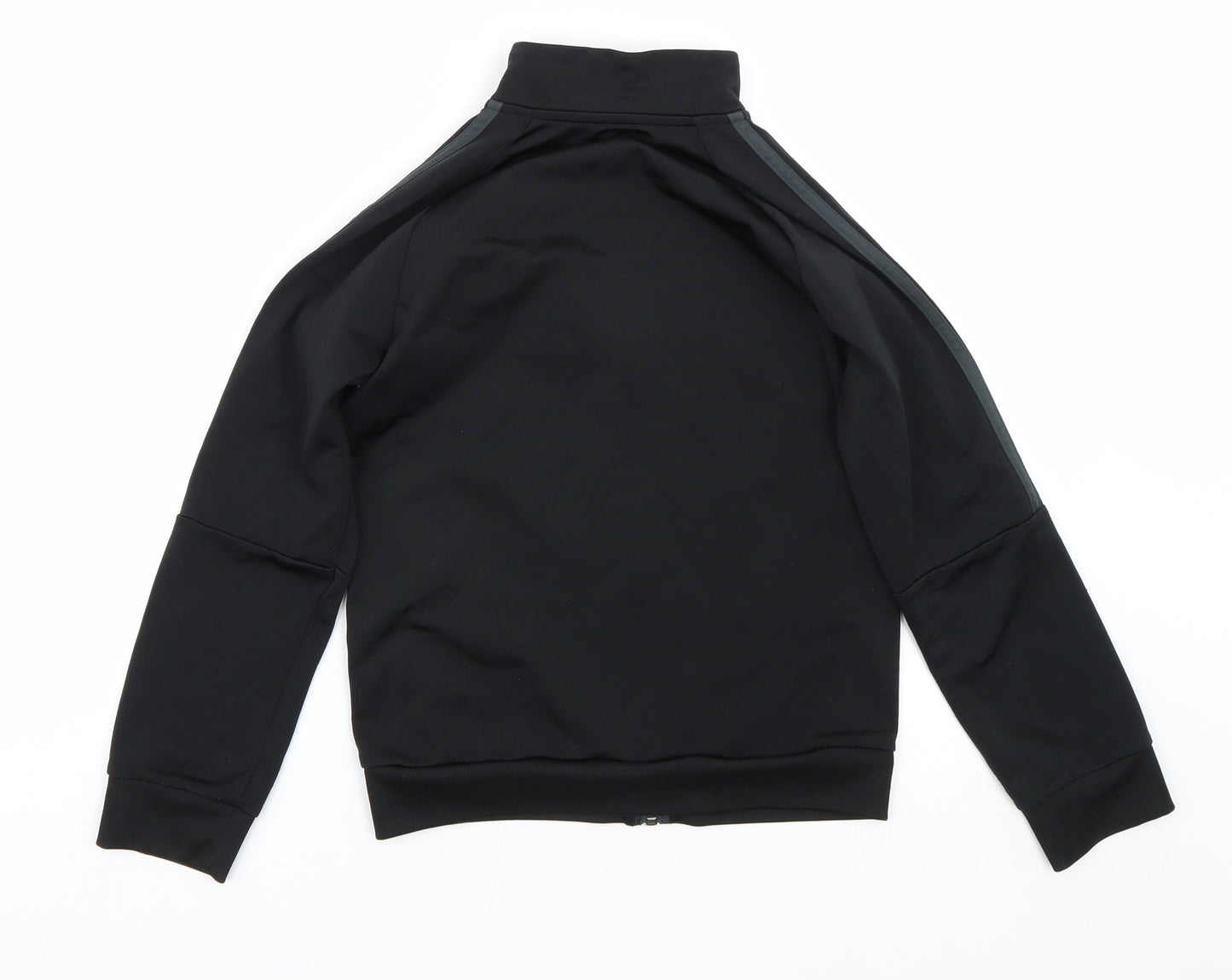 adidas Boys Black Striped  Full Zip Sweatshirt Size 7-8 Years