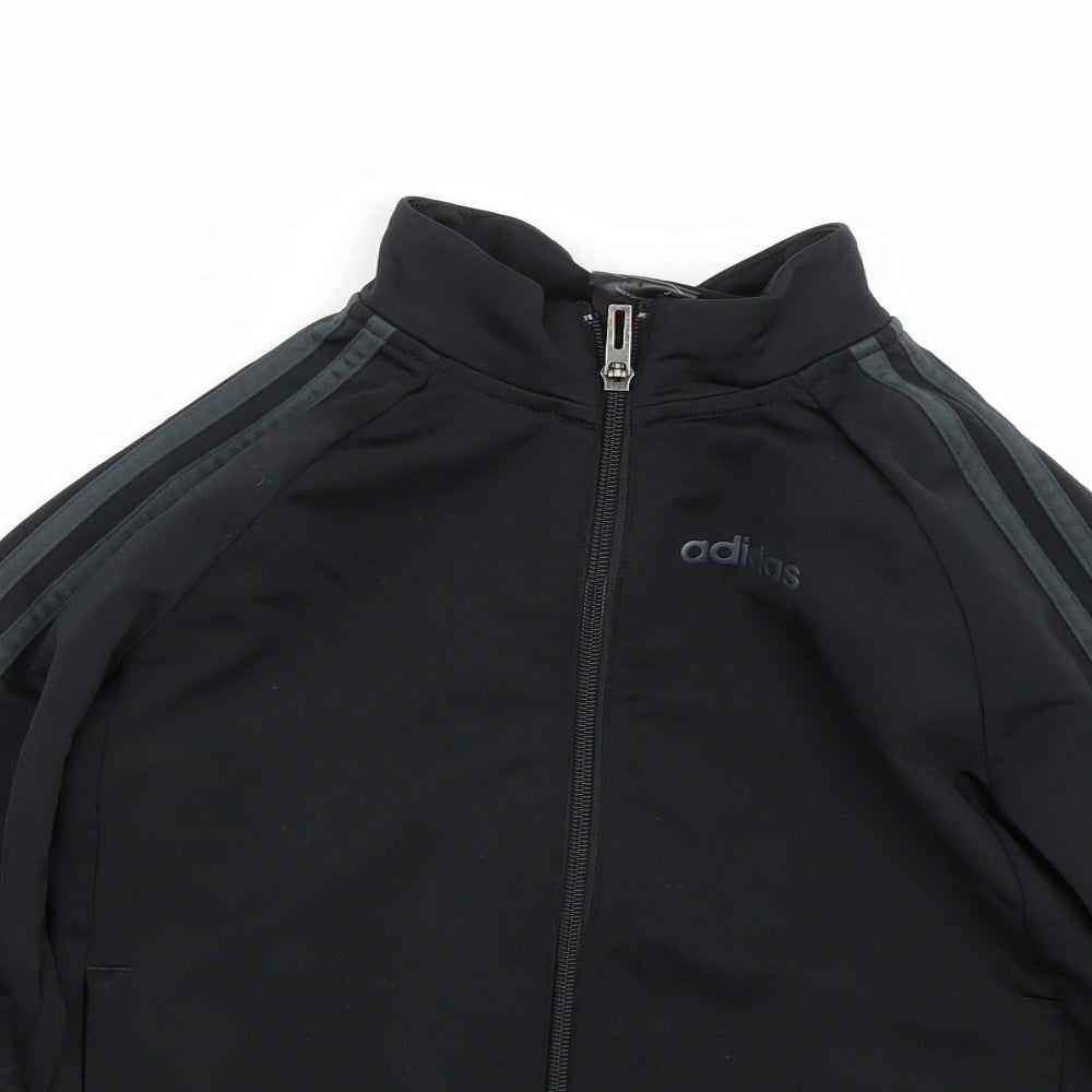 adidas Boys Black Striped  Full Zip Sweatshirt Size 7-8 Years