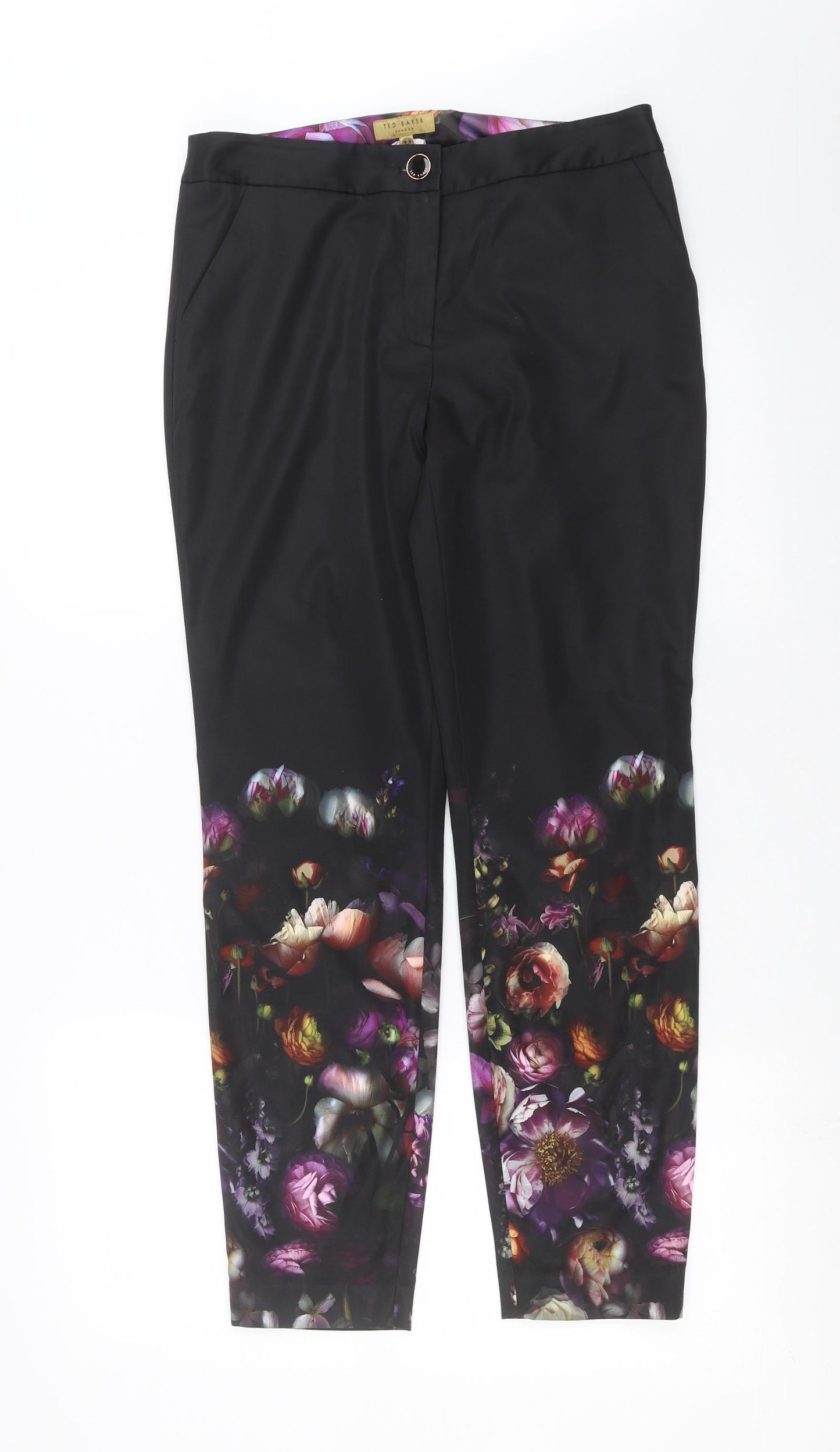 Ted Baker Womens Black Floral  Trousers  Size 8 L27 in