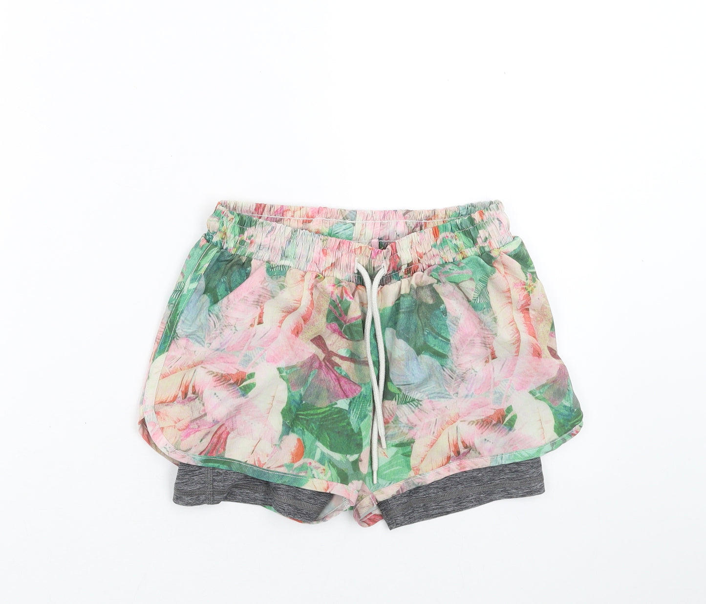 NEXT Girls Green Floral  Hot Pants Shorts Size 9 Years - sports shorts