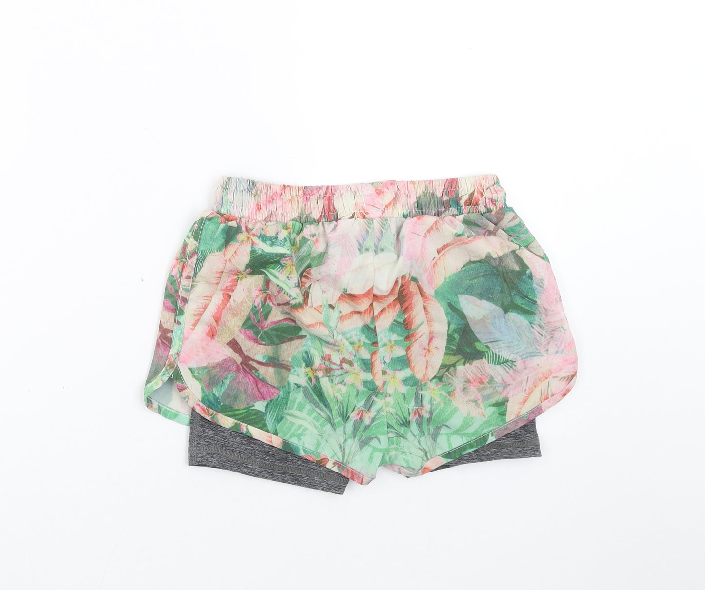 NEXT Girls Green Floral  Hot Pants Shorts Size 9 Years - sports shorts