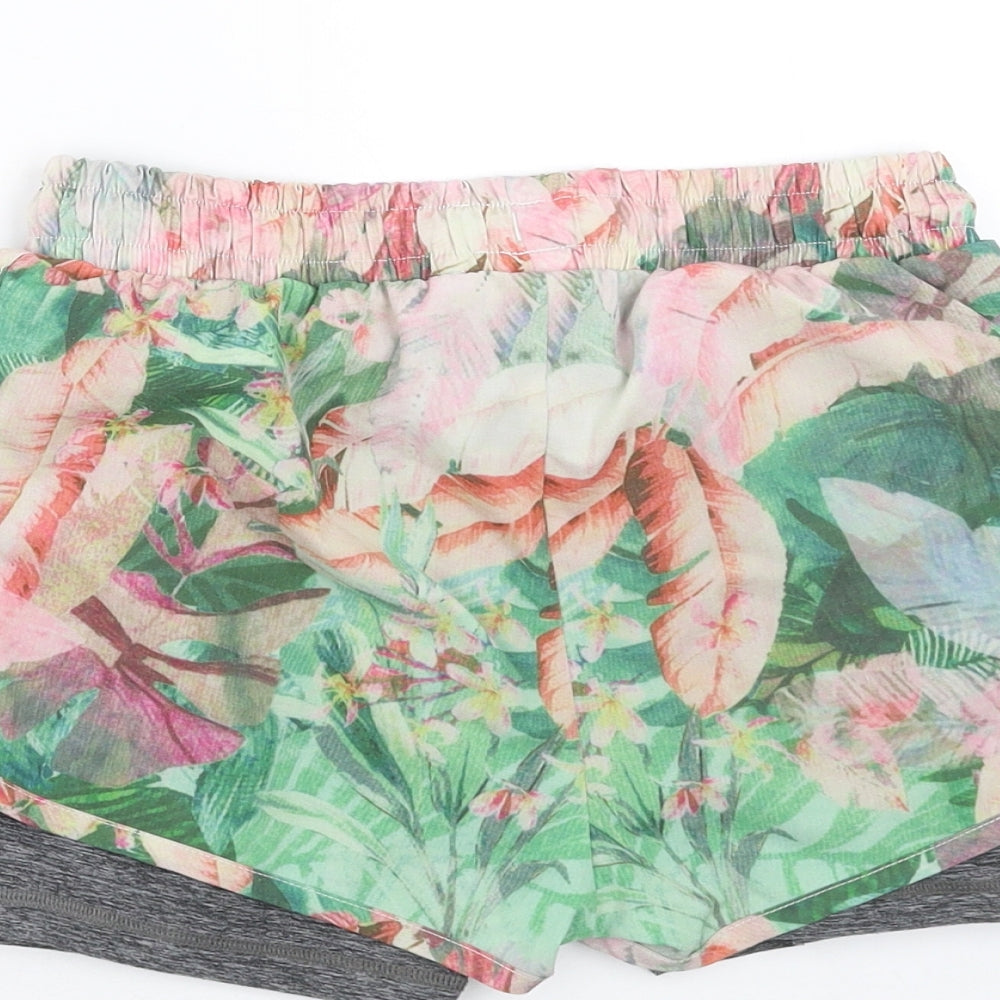 NEXT Girls Green Floral  Hot Pants Shorts Size 9 Years - sports shorts