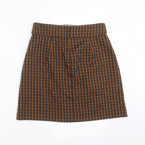 Primark Womens Brown Check  A-Line Skirt Size 10