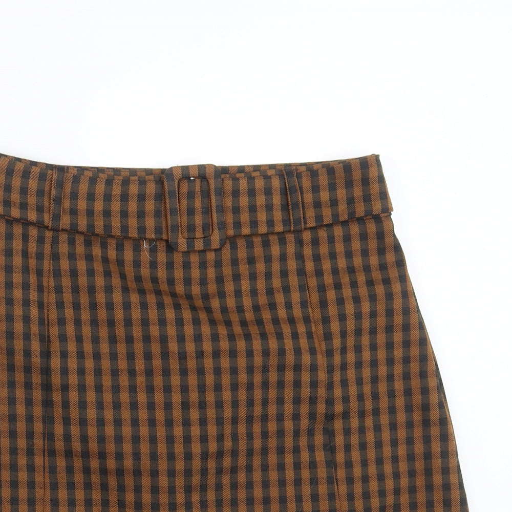 Primark Womens Brown Check  A-Line Skirt Size 10