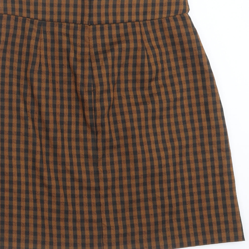 Primark Womens Brown Check  A-Line Skirt Size 10