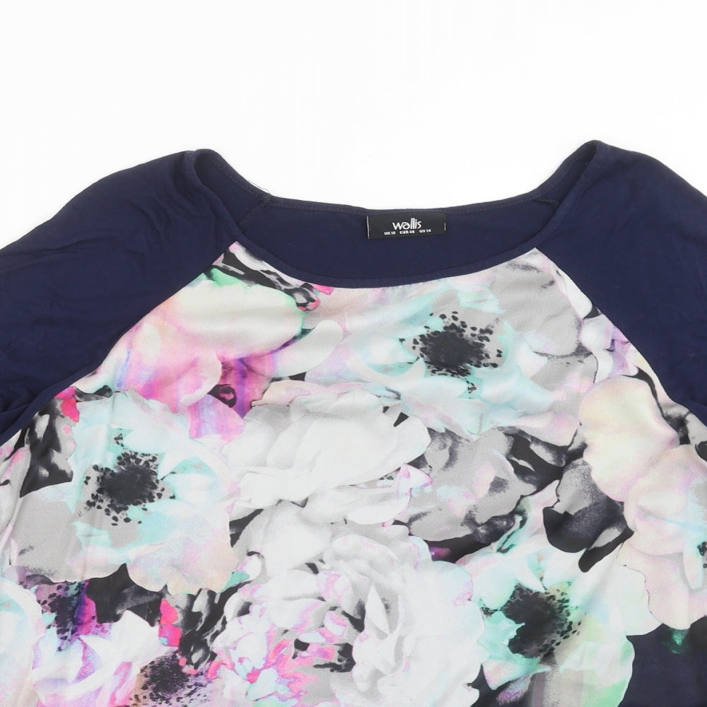 Wallis Womens Blue Floral  Basic Blouse Size 18