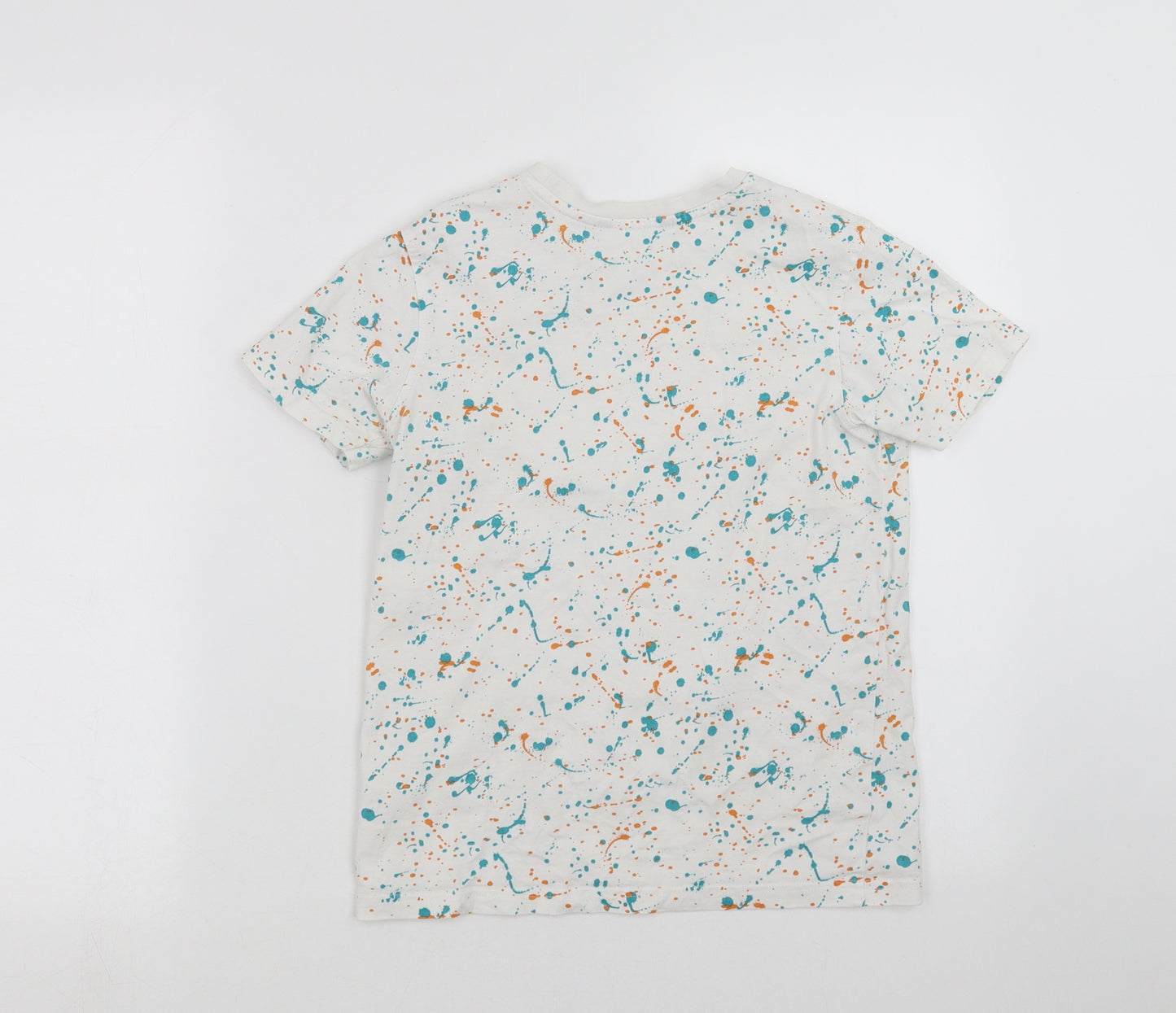 George Boys White   Basic T-Shirt Size 9-10 Years  - splatter print