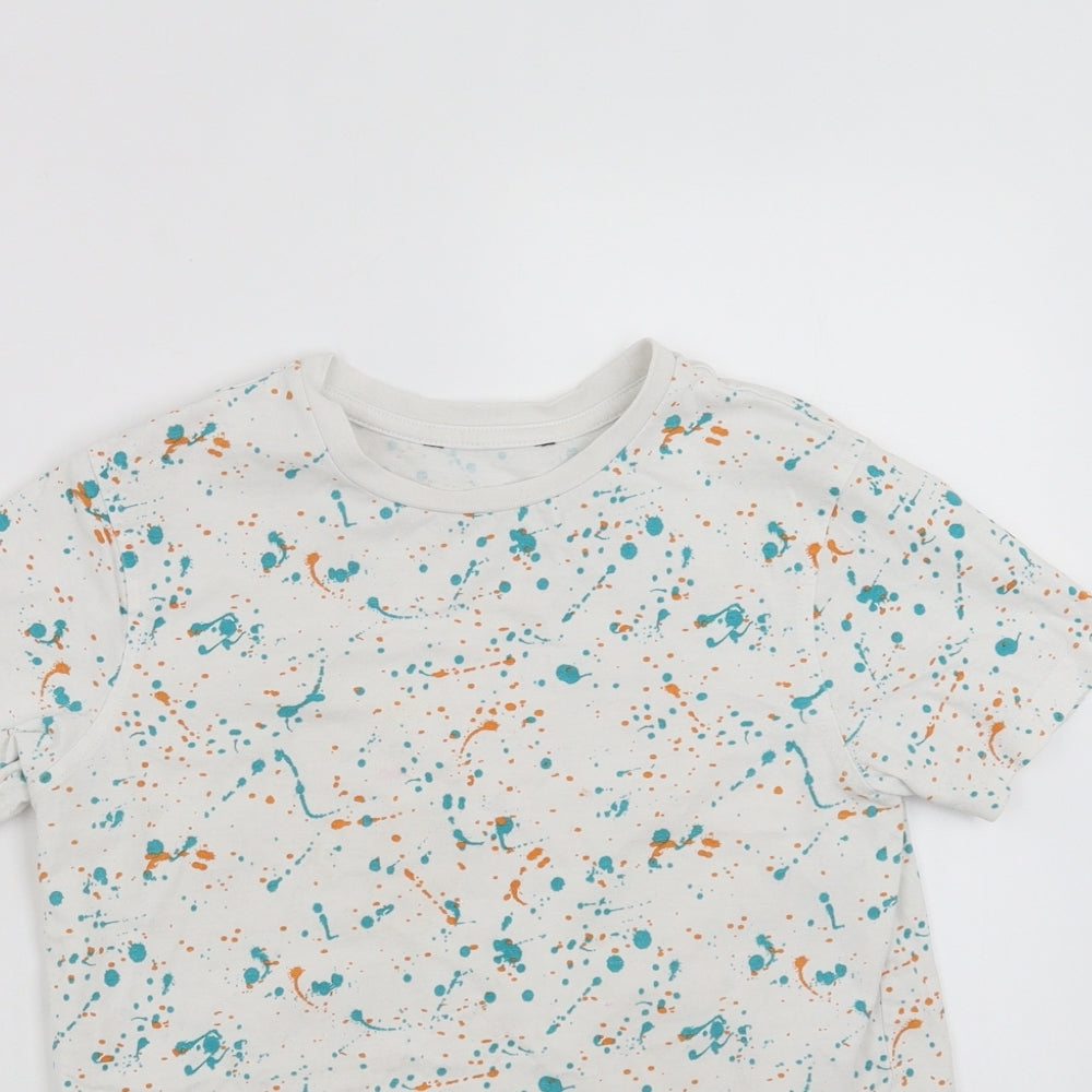 George Boys White   Basic T-Shirt Size 9-10 Years  - splatter print