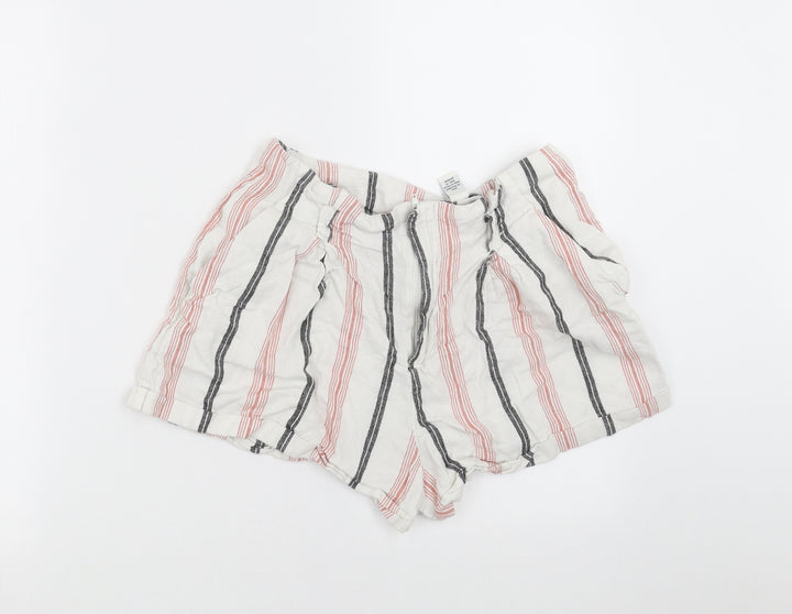 FOREVER 21 Womens White Striped Hot Pants Shorts Size L