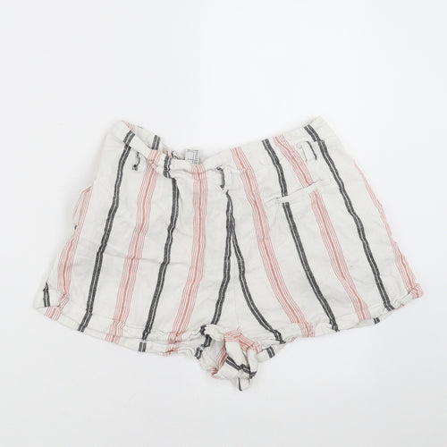 FOREVER 21 Womens White Striped  Hot Pants Shorts Size L