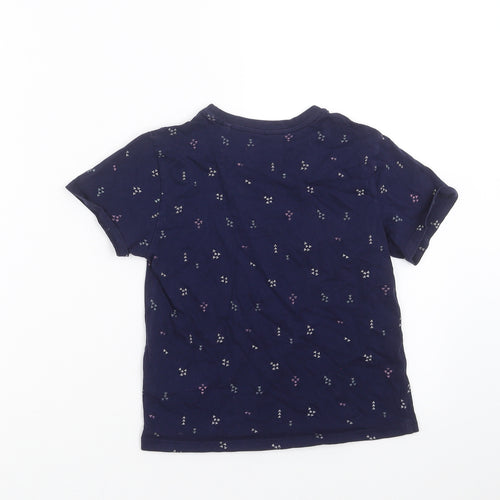 Primark Girls Blue Geometric  Basic T-Shirt Size 6-7 Years