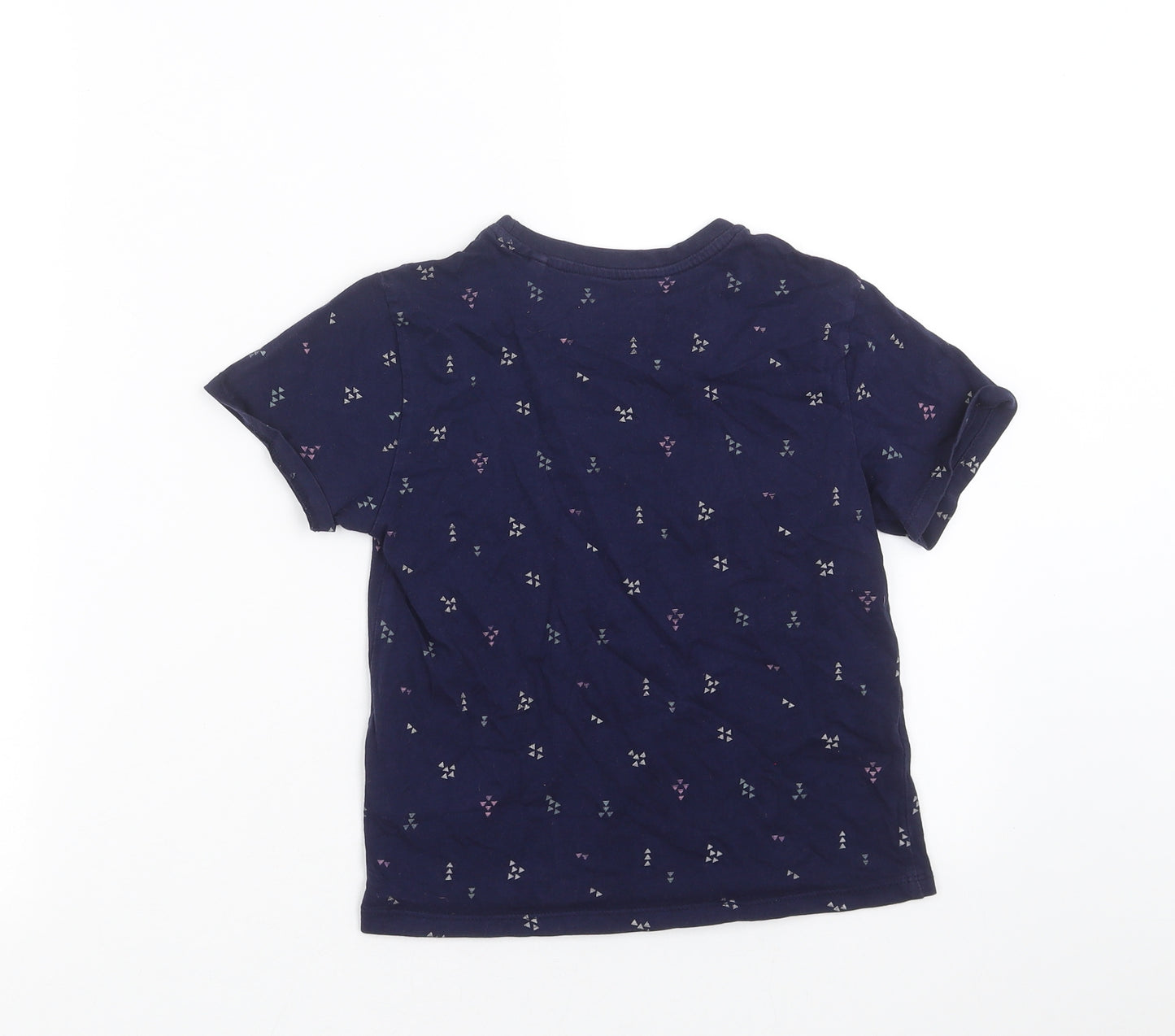 Primark Girls Blue Geometric  Basic T-Shirt Size 6-7 Years