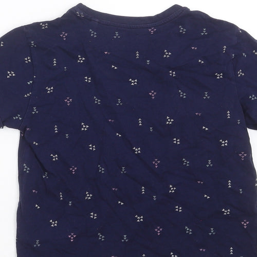 Primark Girls Blue Geometric  Basic T-Shirt Size 6-7 Years