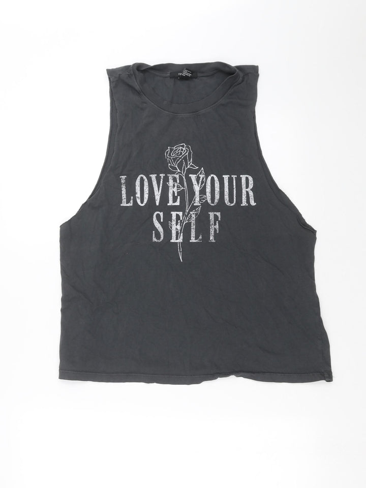 FOREVER 21 Womens Grey Basic T-Shirt Size L - Love Yourself