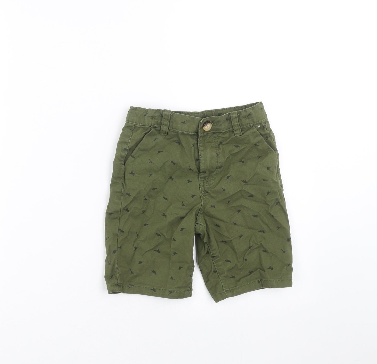 Primark Boys Green   Chino Shorts Size 5-6 Years - dinosaur