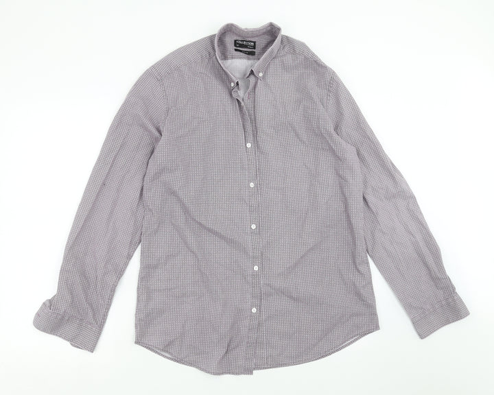 Debenhams Mens Purple Geometric Dress Shirt Size 16