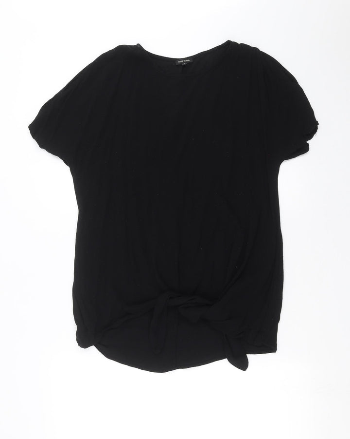 River Island Womens Black   Basic Blouse Size 6  - tie Front Detail