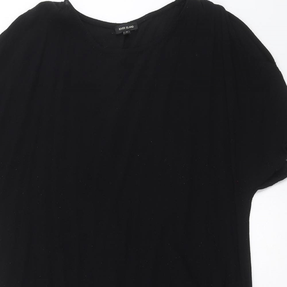 River Island Womens Black   Basic Blouse Size 6  - tie Front Detail