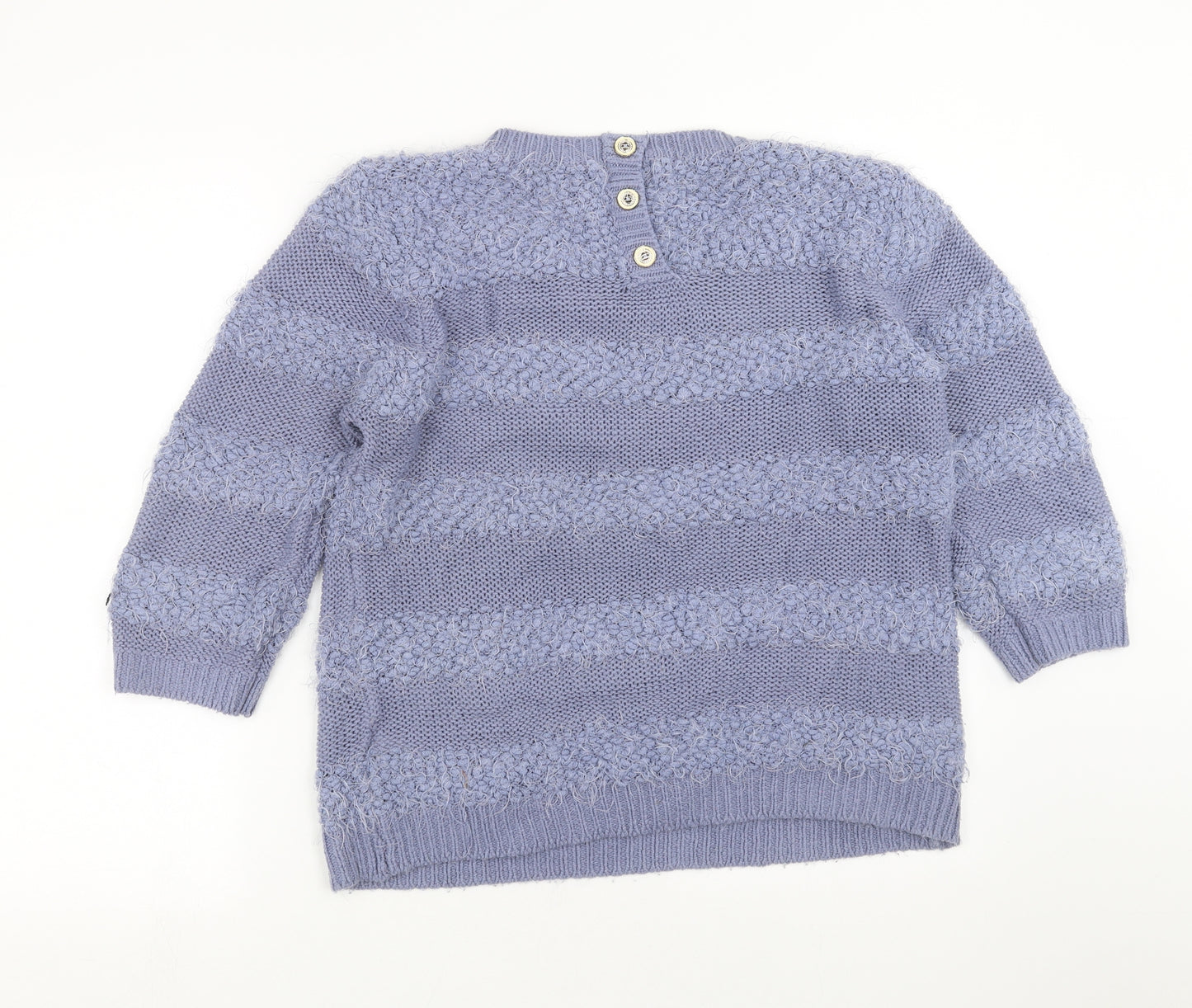 Originals  Womens Blue Striped Knit Pullover Jumper Size L  - fluffy