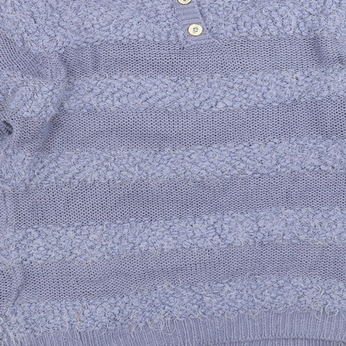 Originals  Womens Blue Striped Knit Pullover Jumper Size L  - fluffy