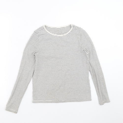 H&M Girls White Striped  Basic T-Shirt Size 10-11 Years