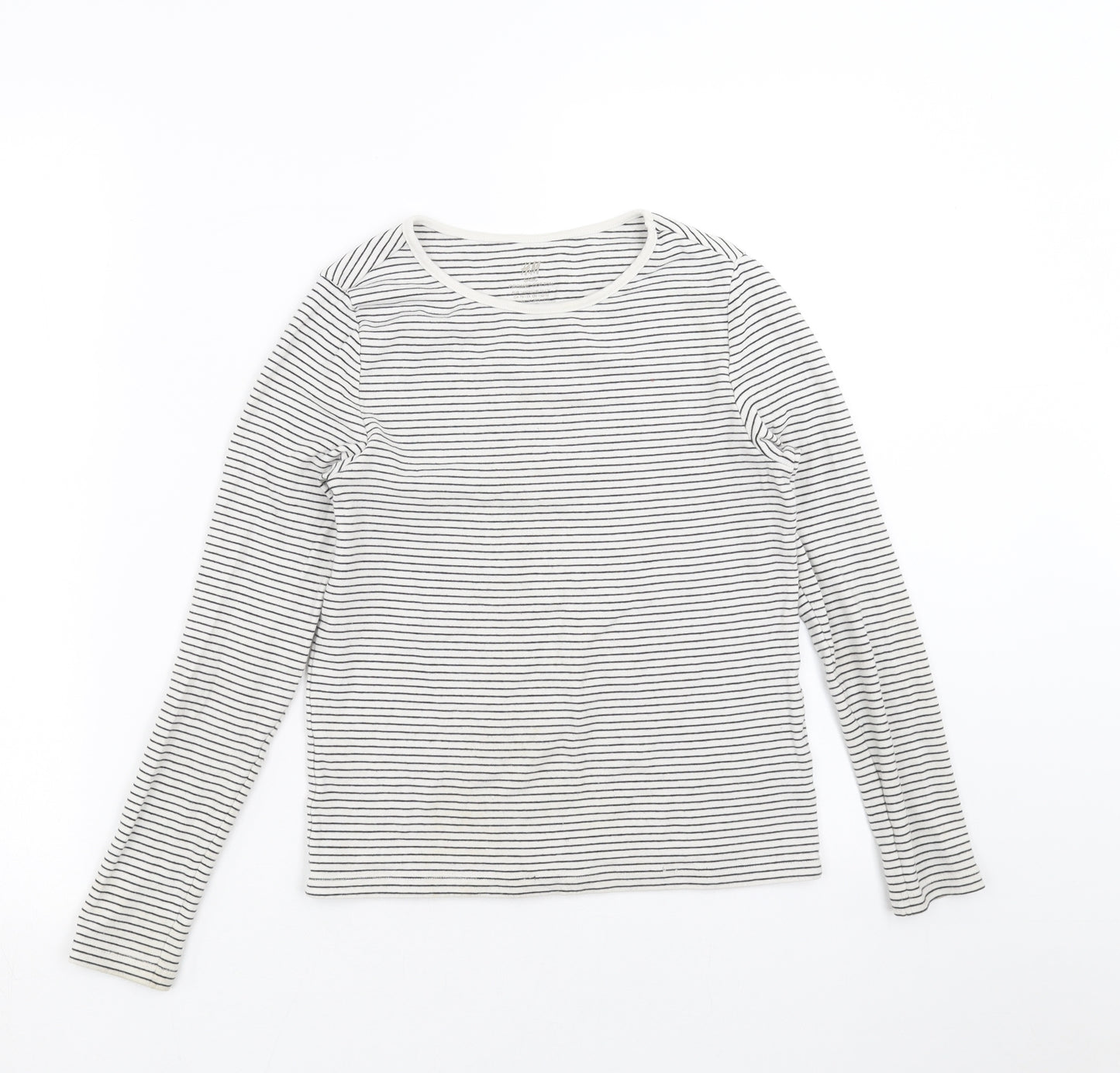 H&M Girls White Striped  Basic T-Shirt Size 10-11 Years