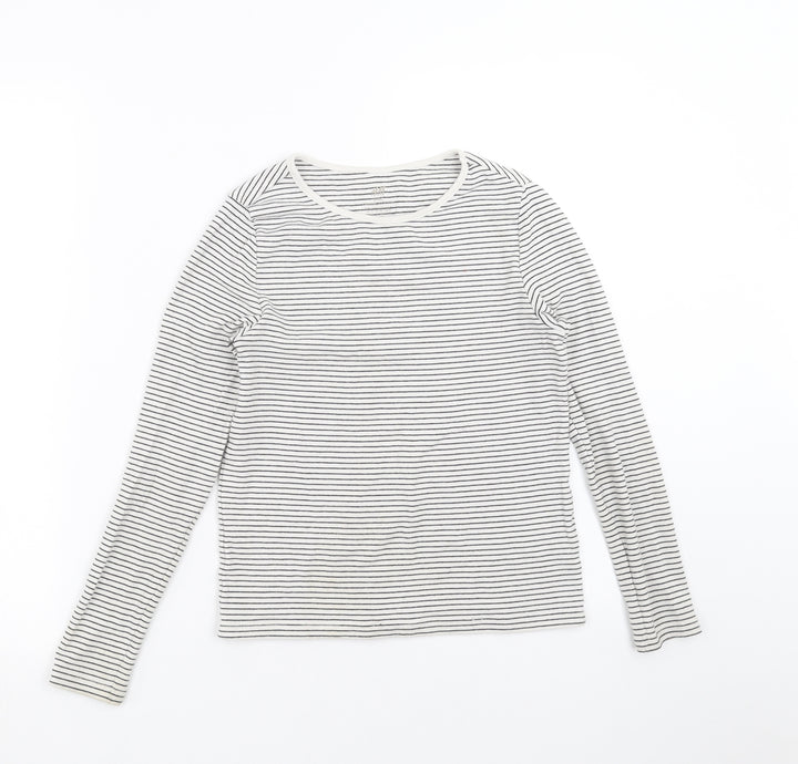H&M Girls White Striped  Basic T-Shirt Size 10-11 Years