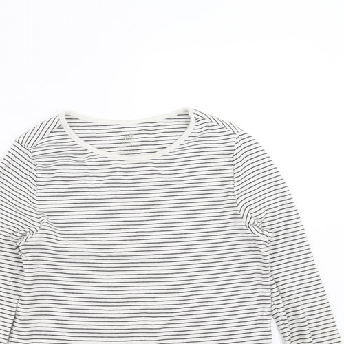H&M Girls White Striped  Basic T-Shirt Size 10-11 Years