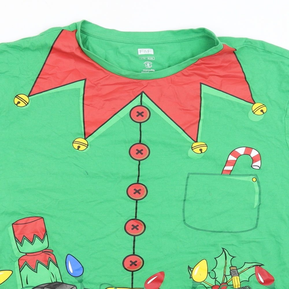 F&F Mens Green    T-Shirt Size 3XL  - Elf