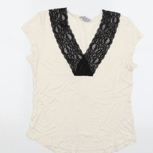 H&M Womens Ivory   Basic T-Shirt Size M