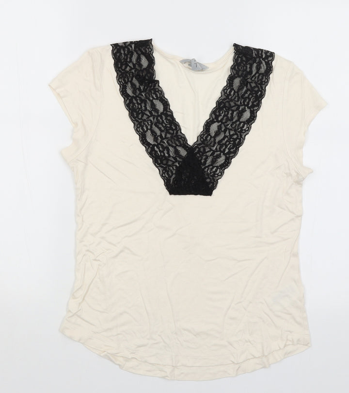 H&M Womens Ivory   Basic T-Shirt Size M