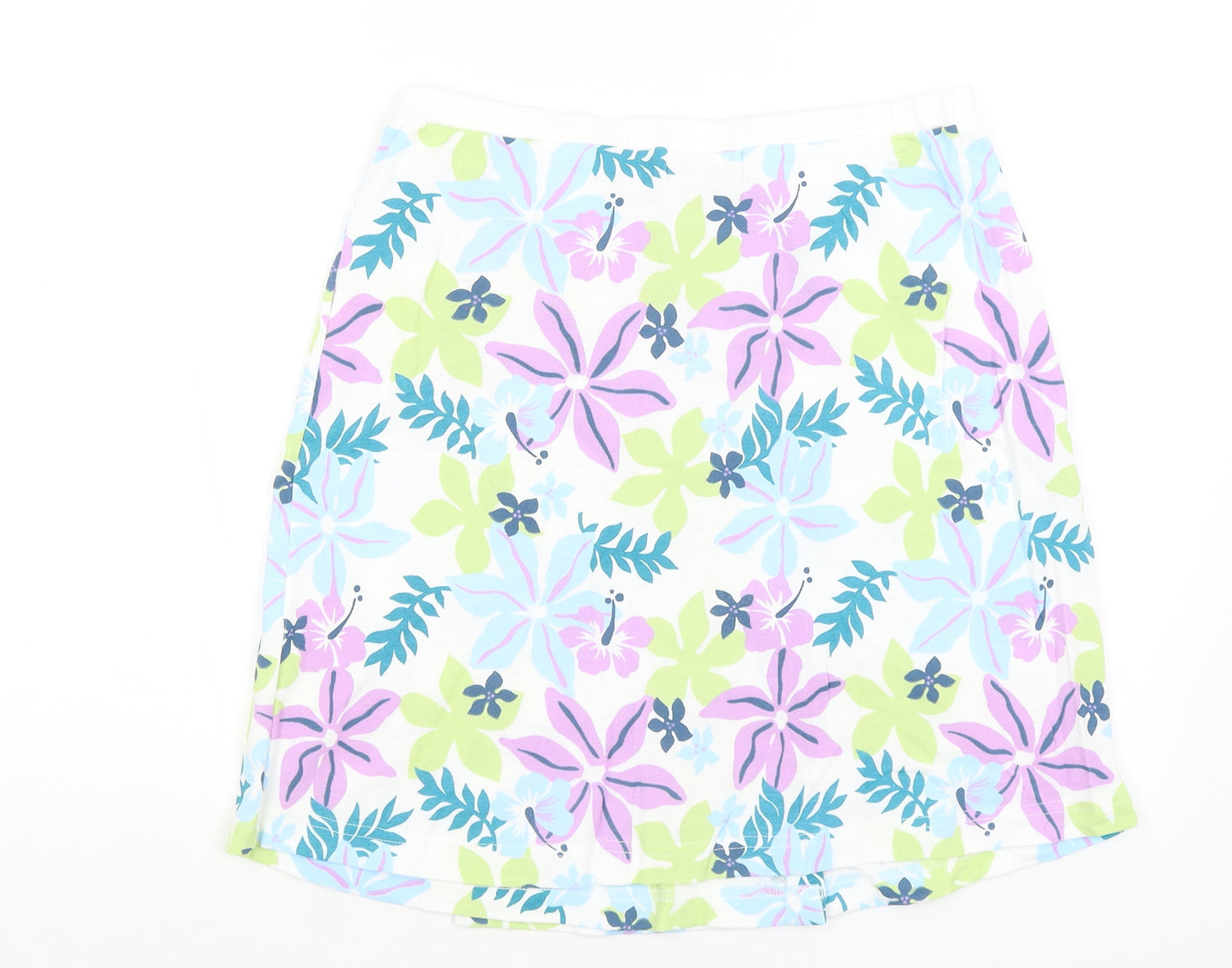 La vie Womens White Floral  A-Line Skirt Size 14