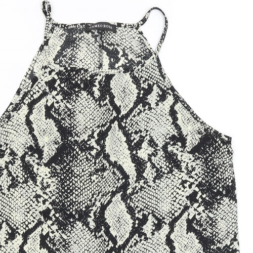 Cameo Rose Womens Black Animal Print  Basic Tank Size 14