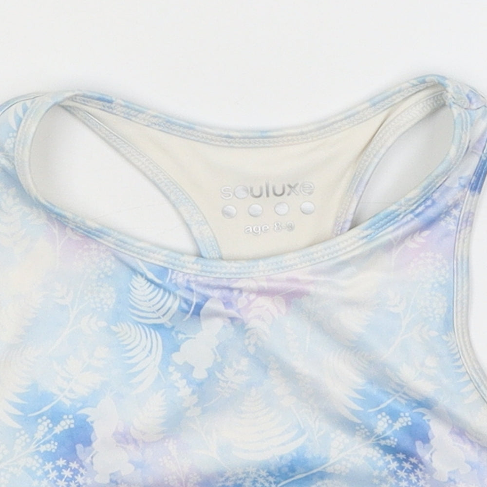 Souluxe Girls Blue   Cropped Tank Size 8-9 Years  - Frozen