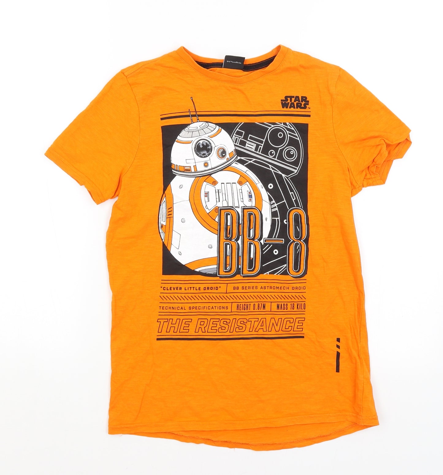 Tesco Boys Orange   Basic T-Shirt Size 11-12 Years  - Star Wars