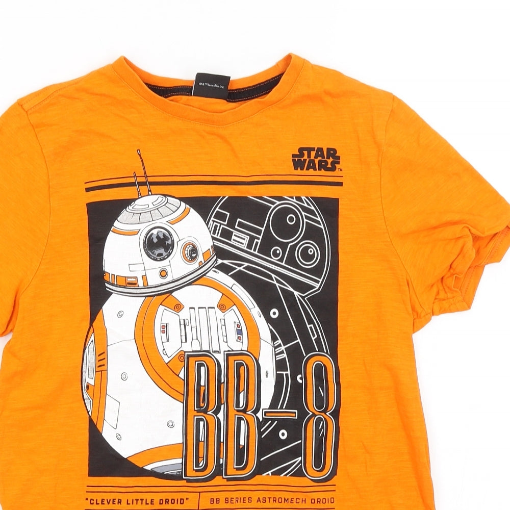 Tesco Boys Orange   Basic T-Shirt Size 11-12 Years  - Star Wars