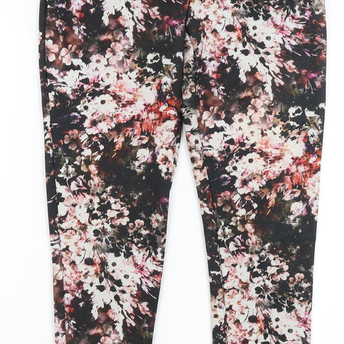 Warehouse Womens Black Floral  Capri Trousers Size 8 L27 in