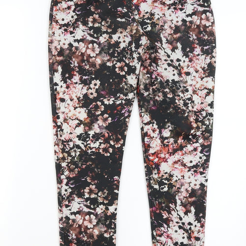 Warehouse Womens Black Floral  Capri Trousers Size 8 L27 in