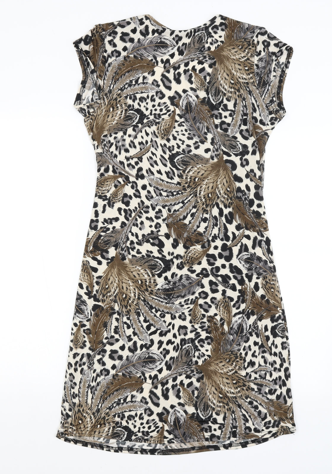 West One Womens Brown Animal Print  T-Shirt Dress  Size S